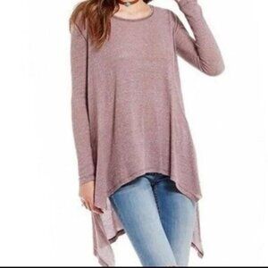 Free People Waffle Knit Long Sleeve High Low Hem Blouse Tunic Sz XS /‎ O1